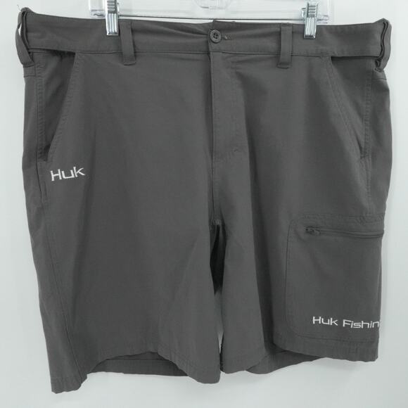HUK‎ Shorts Mens XXL Gray Next Level Fishing Performance Stretch Outdoors - Picture 1 of 13